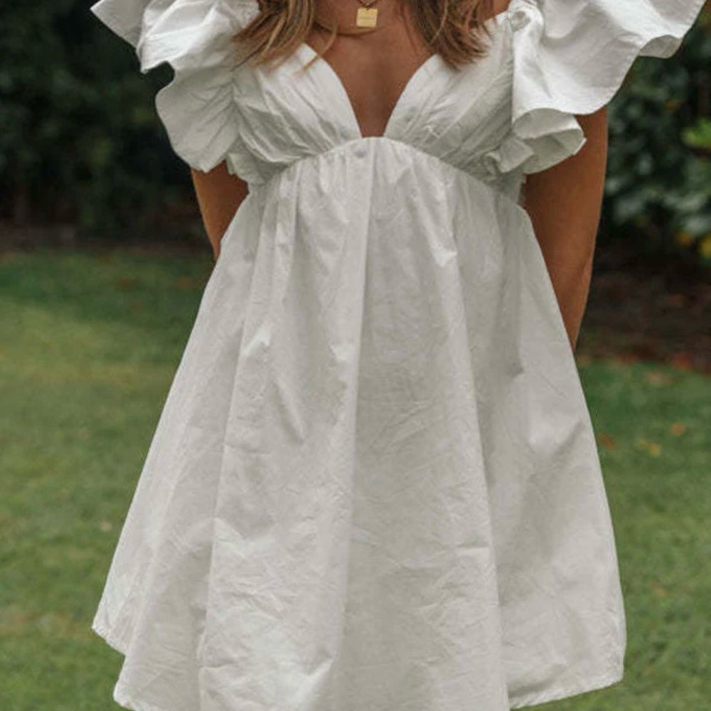 White Ruffled Mini Dress